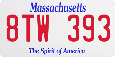 MA license plate 8TW393