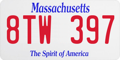 MA license plate 8TW397