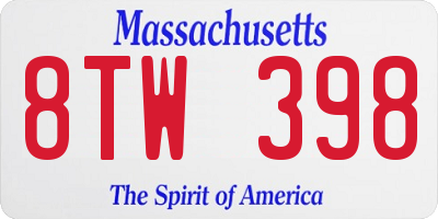 MA license plate 8TW398