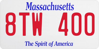 MA license plate 8TW400