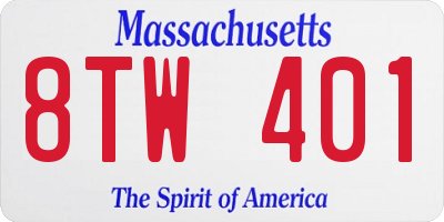MA license plate 8TW401