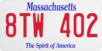 MA license plate 8TW402
