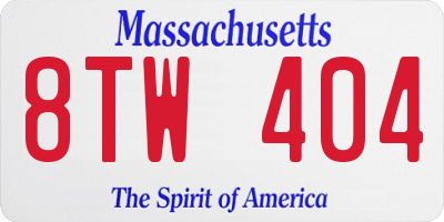 MA license plate 8TW404