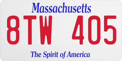 MA license plate 8TW405