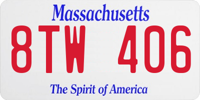 MA license plate 8TW406