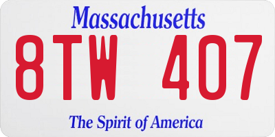 MA license plate 8TW407