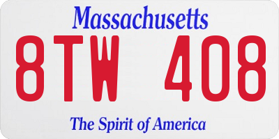 MA license plate 8TW408