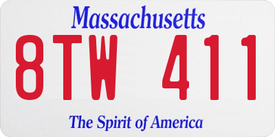 MA license plate 8TW411