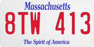 MA license plate 8TW413