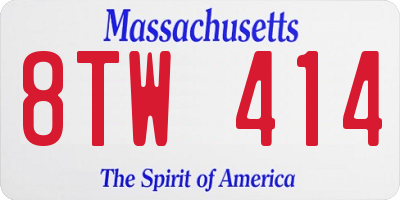 MA license plate 8TW414