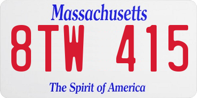 MA license plate 8TW415