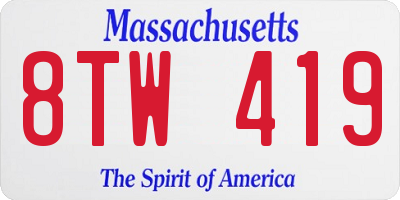 MA license plate 8TW419