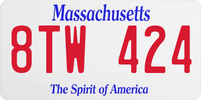 MA license plate 8TW424