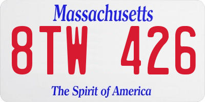 MA license plate 8TW426