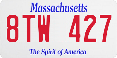 MA license plate 8TW427