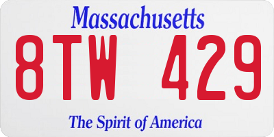 MA license plate 8TW429