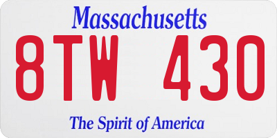 MA license plate 8TW430