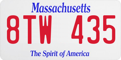 MA license plate 8TW435