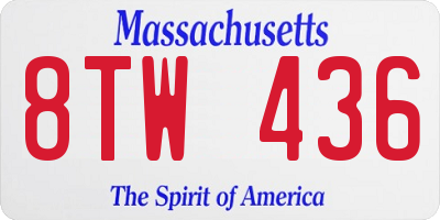 MA license plate 8TW436