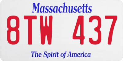 MA license plate 8TW437