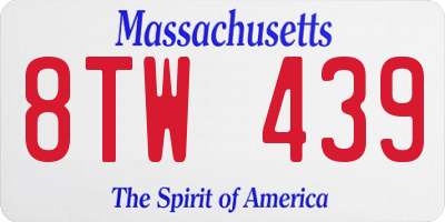 MA license plate 8TW439