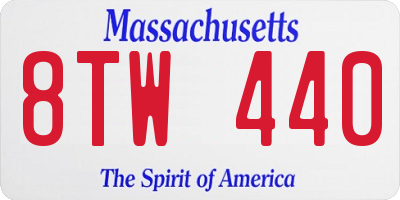 MA license plate 8TW440