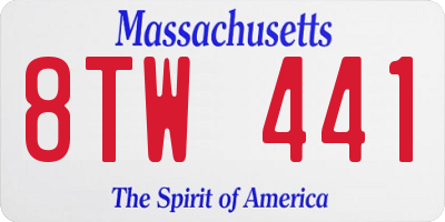 MA license plate 8TW441