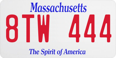 MA license plate 8TW444