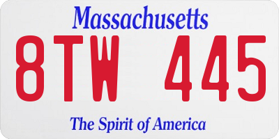 MA license plate 8TW445