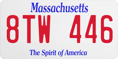 MA license plate 8TW446