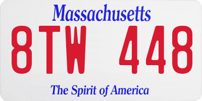MA license plate 8TW448