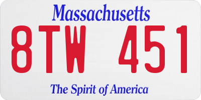 MA license plate 8TW451