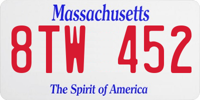 MA license plate 8TW452