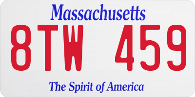 MA license plate 8TW459