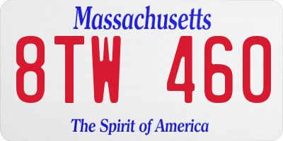 MA license plate 8TW460