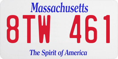 MA license plate 8TW461