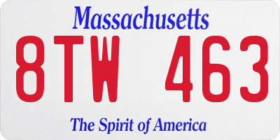MA license plate 8TW463
