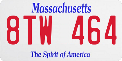 MA license plate 8TW464