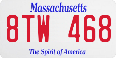 MA license plate 8TW468