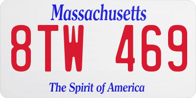 MA license plate 8TW469