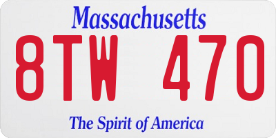 MA license plate 8TW470