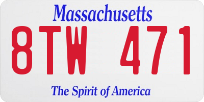 MA license plate 8TW471