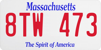 MA license plate 8TW473