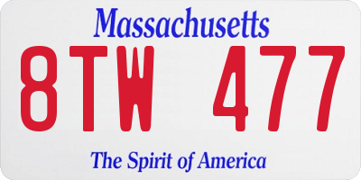 MA license plate 8TW477
