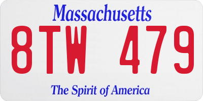 MA license plate 8TW479