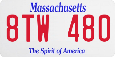 MA license plate 8TW480