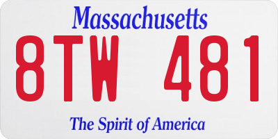 MA license plate 8TW481