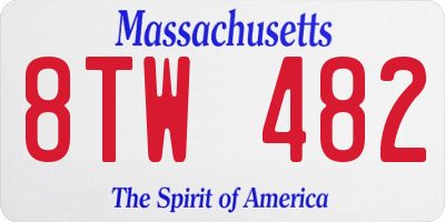 MA license plate 8TW482