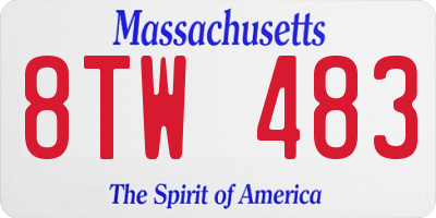 MA license plate 8TW483