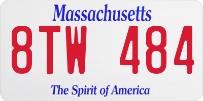 MA license plate 8TW484